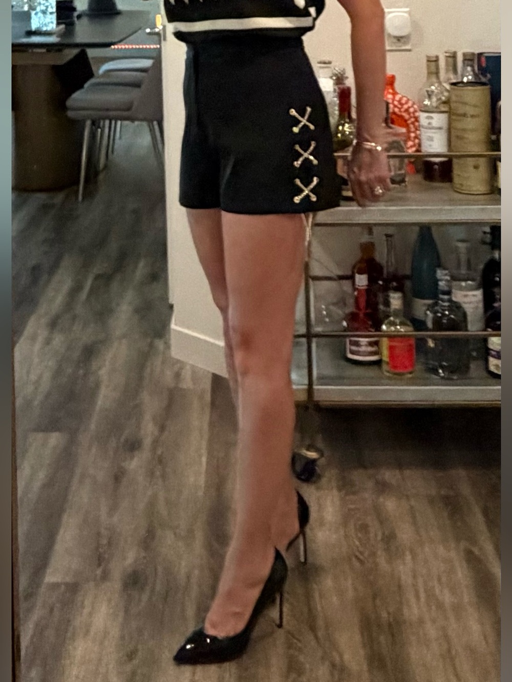 Black Gold Chain Shorts High Waisted Tailored Stylestalker Size XS Like New